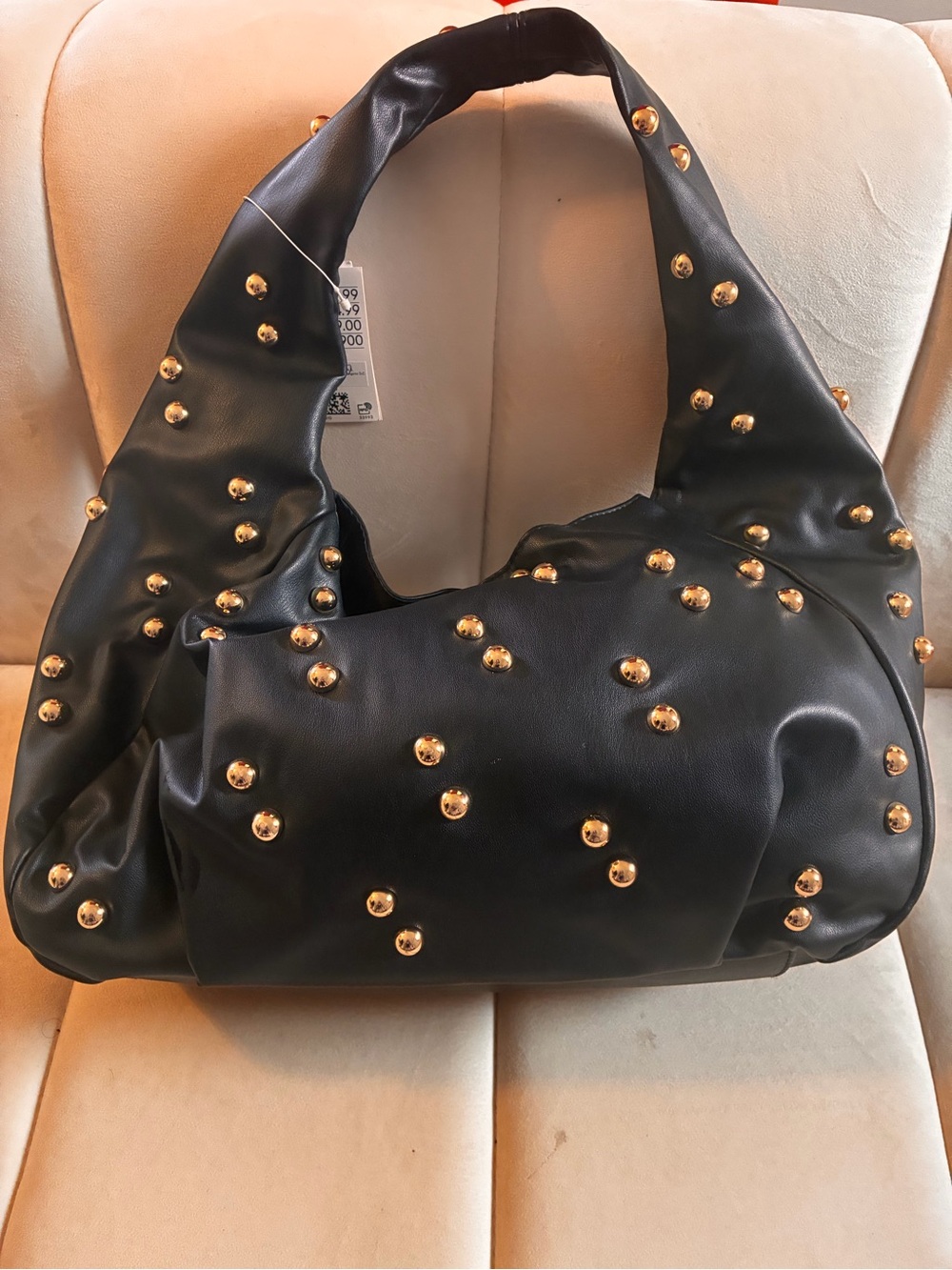 H&M Black Shoulder Bag with Gold Studs